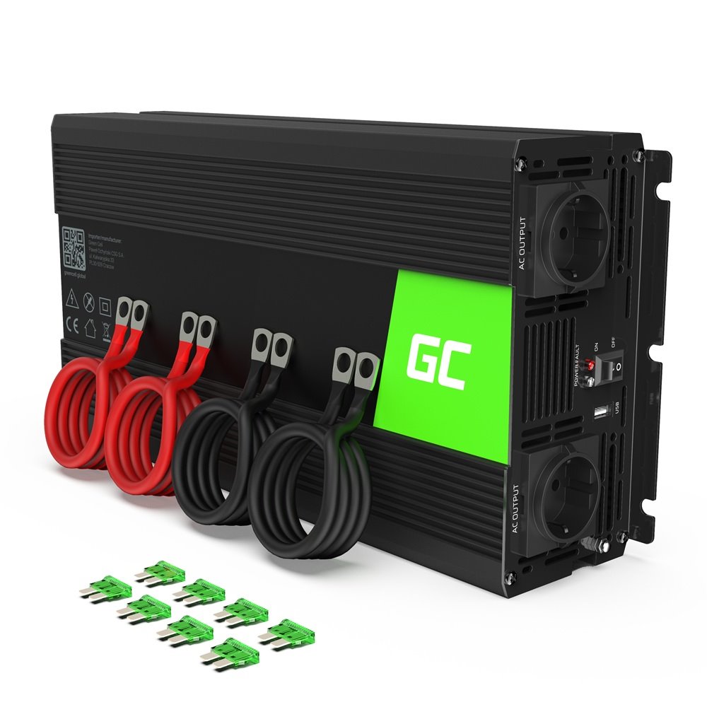 Green Cell INV11 Měnič napětí z 12V na 230V, 2000W/4000W čistý sinus