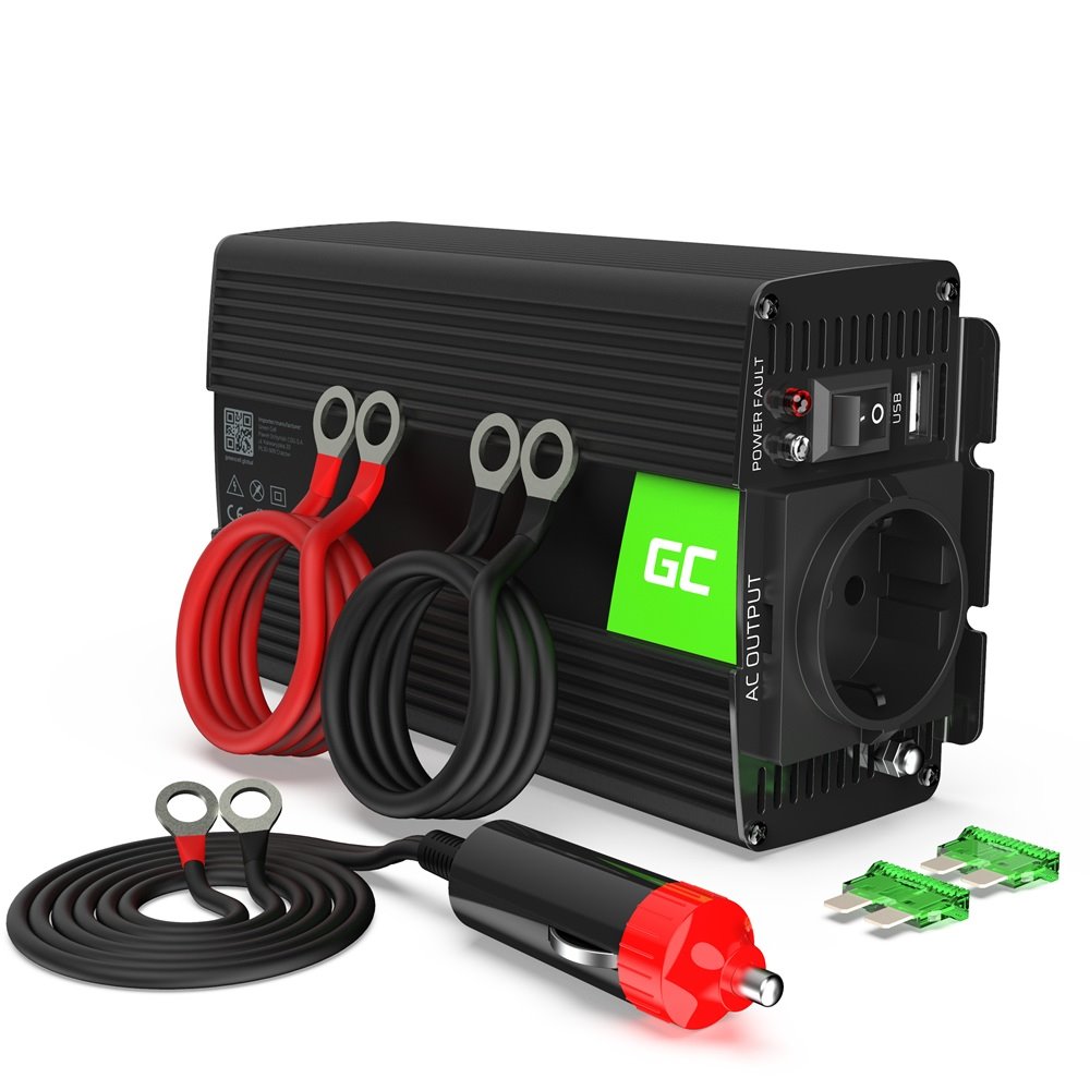 Green Cell INV16 Měnič napětí z 12V na 230V, 500W/1000W - čistý sinus