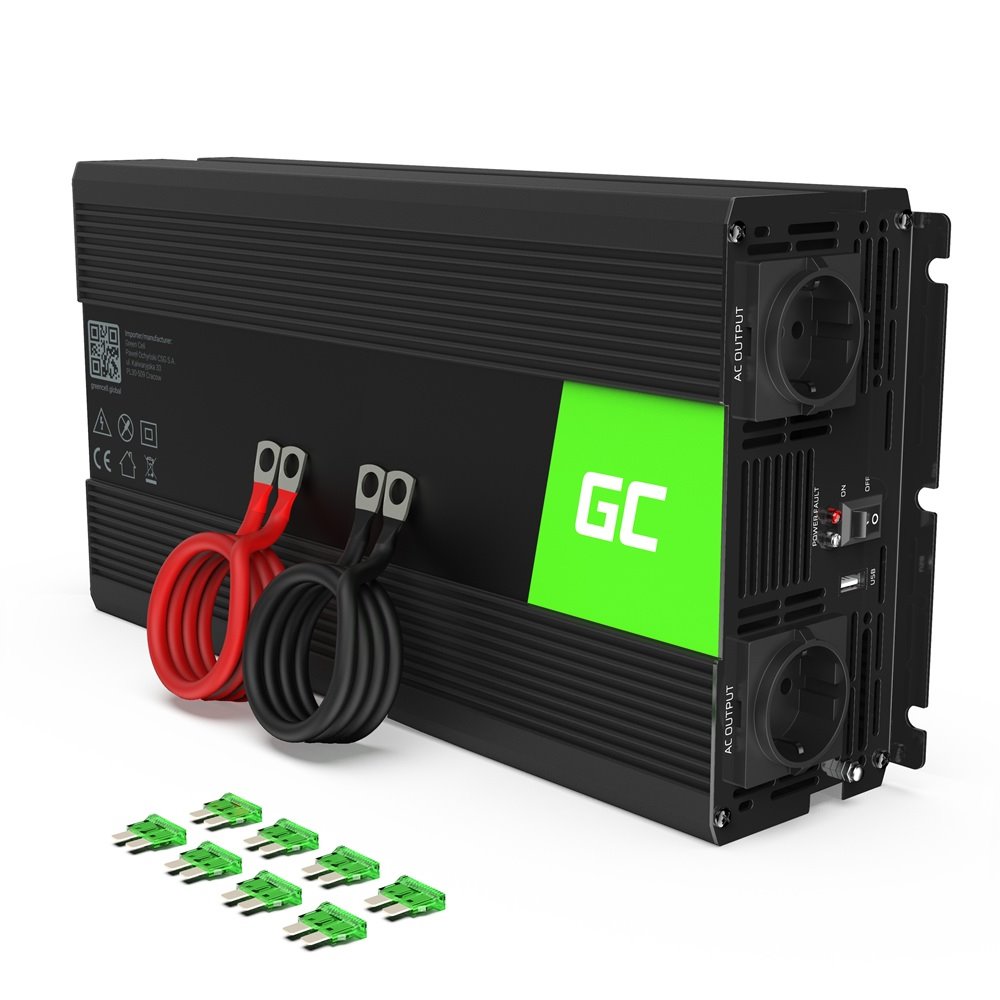 Green Cell INV22 Měnič napětí z 12V na 230V, 1500W/3000W - čistý sinus