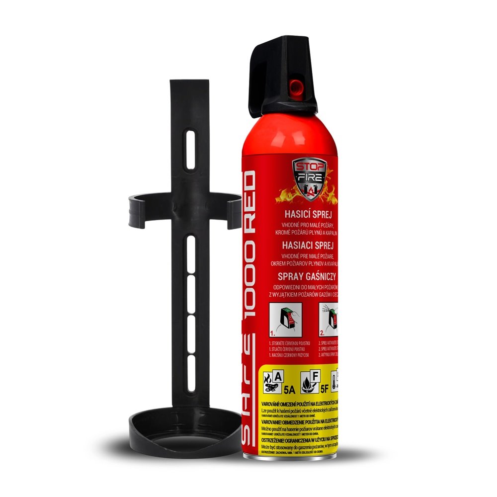 Hasicí sprej SAFE 1000 RED 1000ml pěnový + držák 100C
