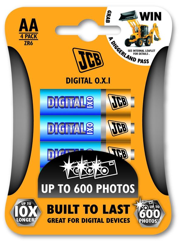 JCB OXI DIGITAL alkalická baterie AA LR06, blistr 4 ks