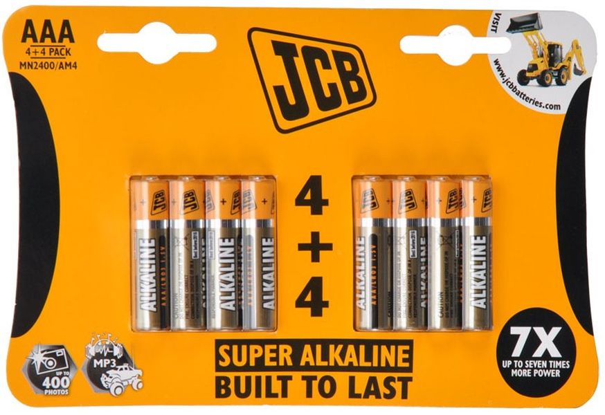 JCB SUPER alkalická baterie AAA LR03, blistr 8 ks