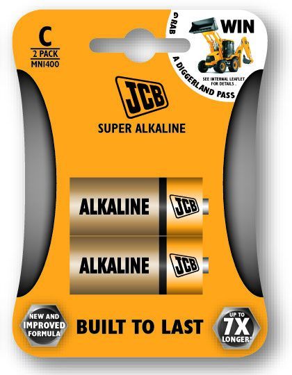 JCB SUPER alkalická baterie LR14, blistr 2 ks