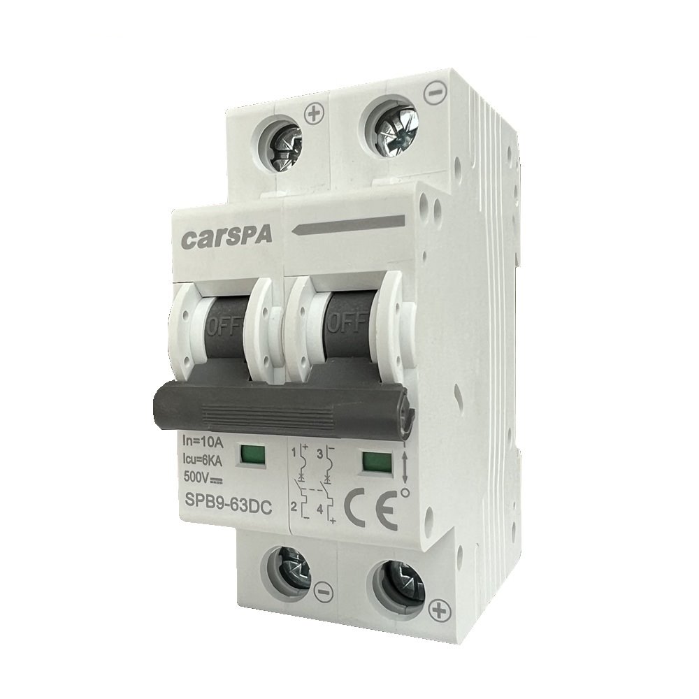 Jistič DC 32A 2P Carspa SPB9-63DC 2-pólový 6kA na DIN lištu