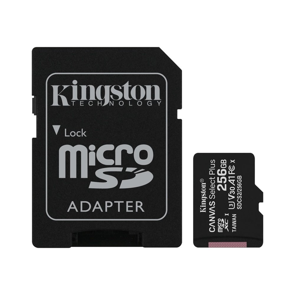 Kingston MicroSDXC paměťová karta 256GB Canvas Select Plus + SD adaptér