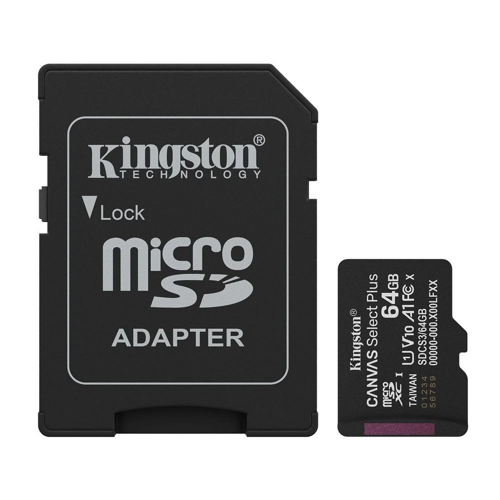 Kingston MicroSDXC paměťová karta 64GB Canvas Select Plus A1 Gen 3 + SD adaptér