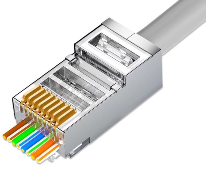 Konektor RJ45 - Průchozí Cat6 FTP 8p8c, drát