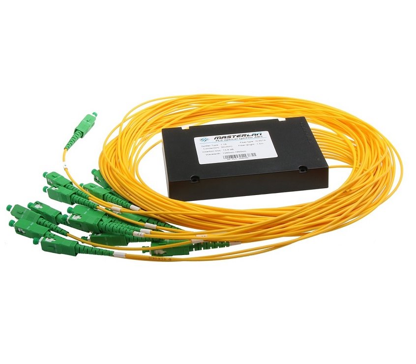 Masterlan PLC optický splitter - 1x16, 1260-1650nm, ABS box, SC/APC, 1,5m