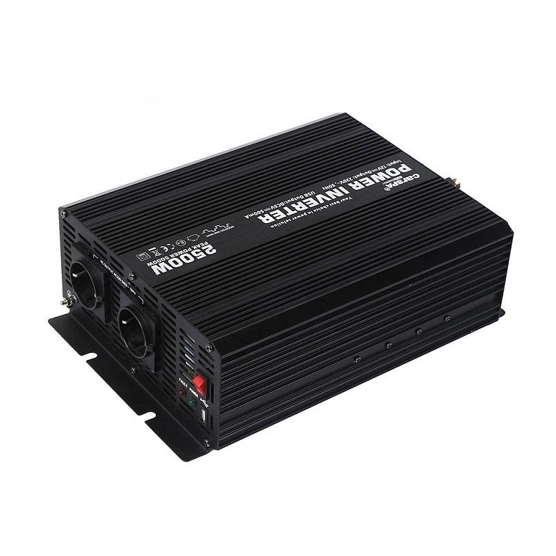 Měnič napětí Carspa CAR2.5KU-24 - ROZBALENÉ, 24V/230V+USB 2500W, modifikovaná sinus