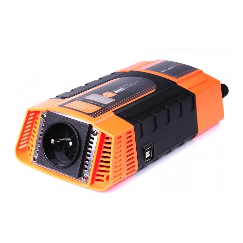 Měnič napětí Carspa PID600-12 - POUŽITÉ, POŠKOZENÉ 12V/230V+2xUSB 600W, modifikovaná sinus, digitální display