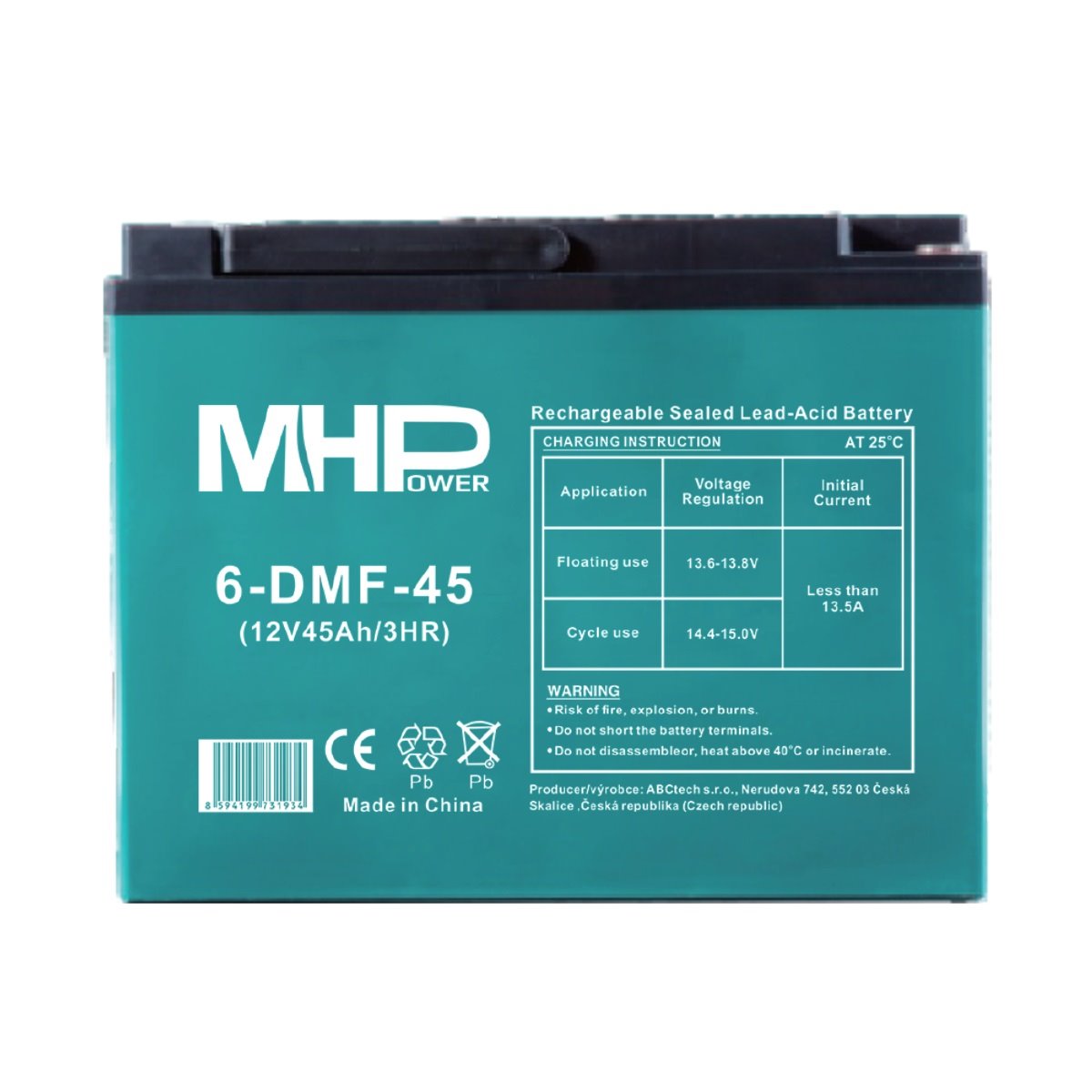 MHPower 6-DMF-45 Trakční gelová baterie 12V/45Ah, Terminál D3 - M6, Deep Cycle