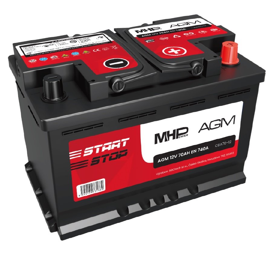 MHPower CBA70-12 autobaterie AGM 12V 70Ah 740A Start-Stop