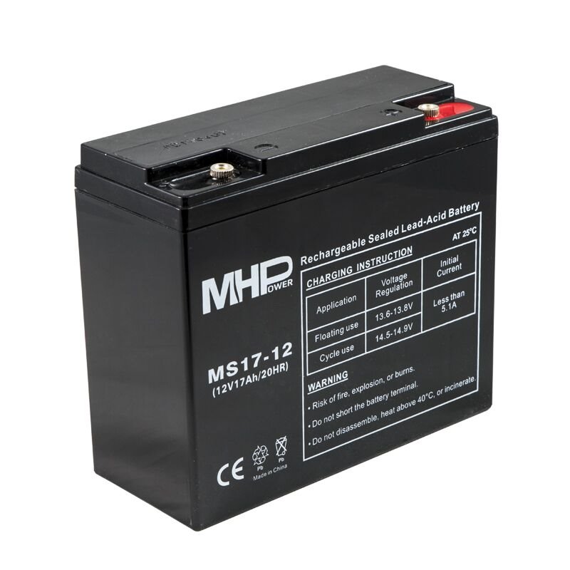 MHPower MS17-12 olověný akumulátor AGM 12V/17Ah, Terminál T1 - M6
