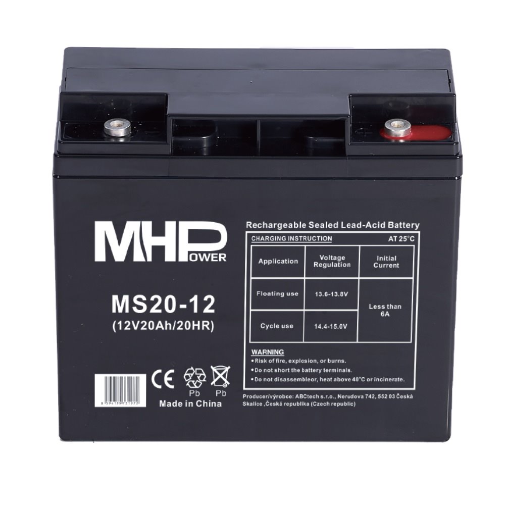 MHPower MS20-12 olověný akumulátor AGM 12V/20Ah, Terminál T1 - M5