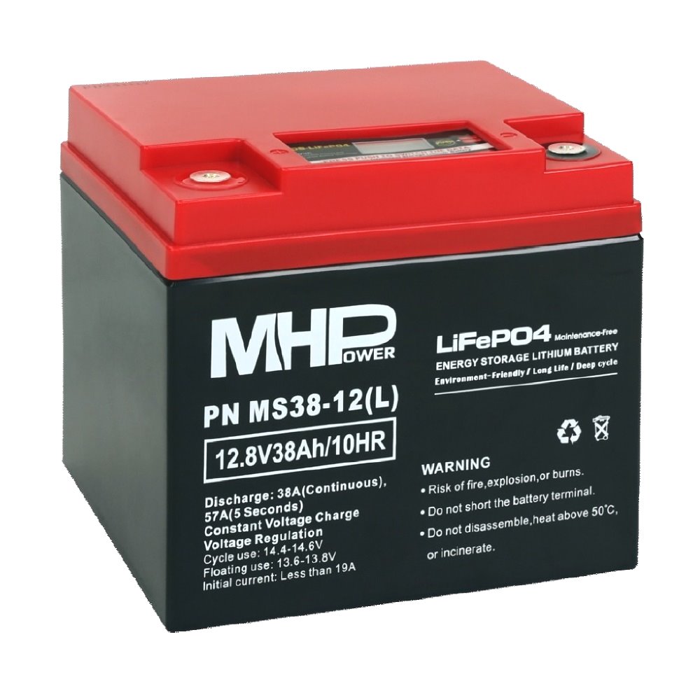 MHPower MS38-12(L) Lithium baterie LiFePO4 12V/38Ah, Terminál LC1 - M6