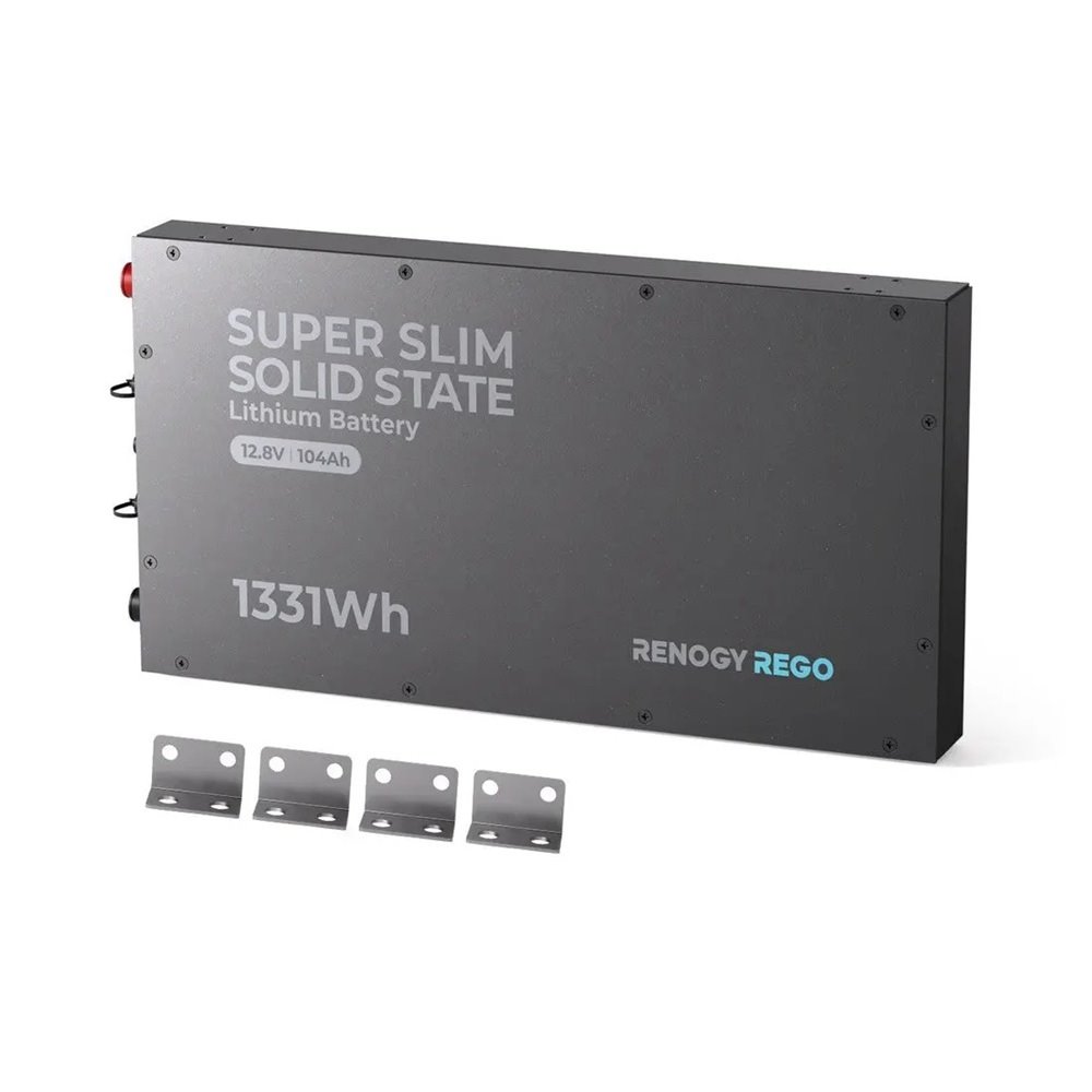 Renogy REGO 104Ah 12V LiFePO4 , Bluetooth, IP67 Lithium Super Slim Battery