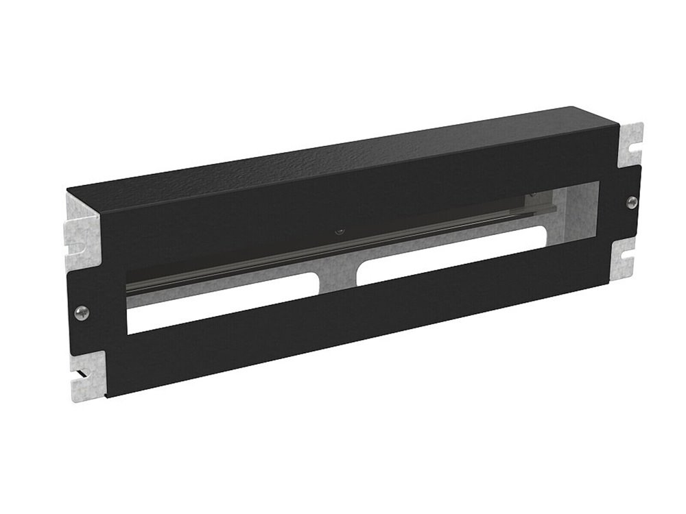 Solarix instalační panel 3U s DIN lištou do 19" rozvaděče, BK RAL9005 RAIL-3U-DIN-BK