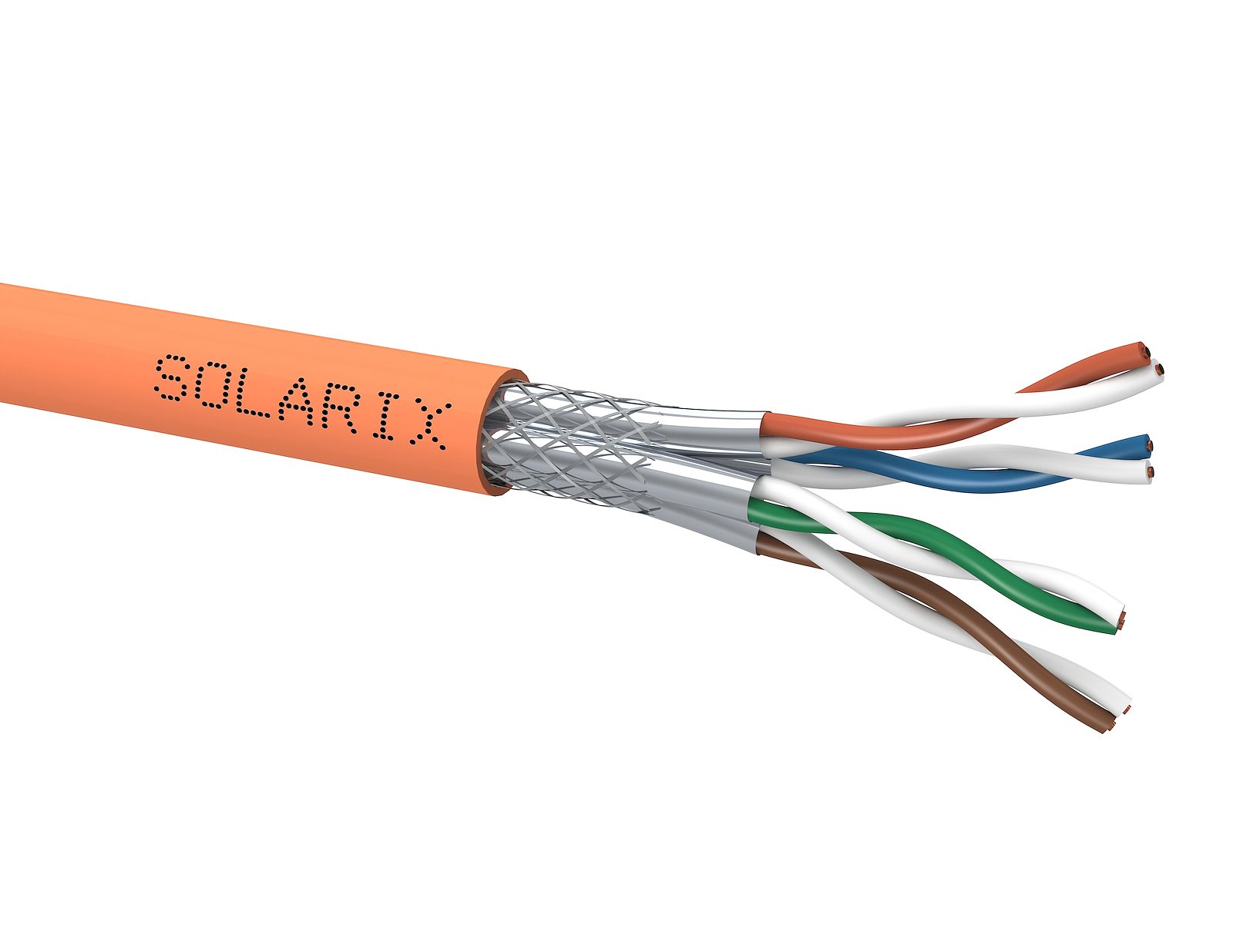 Solarix kabel CAT7A SSTP drát 500m LSOHFR B2ca-s1,d1,a1 1200 MHz, SXKD-7A-1200-SSTP-LSOHFR-B2ca