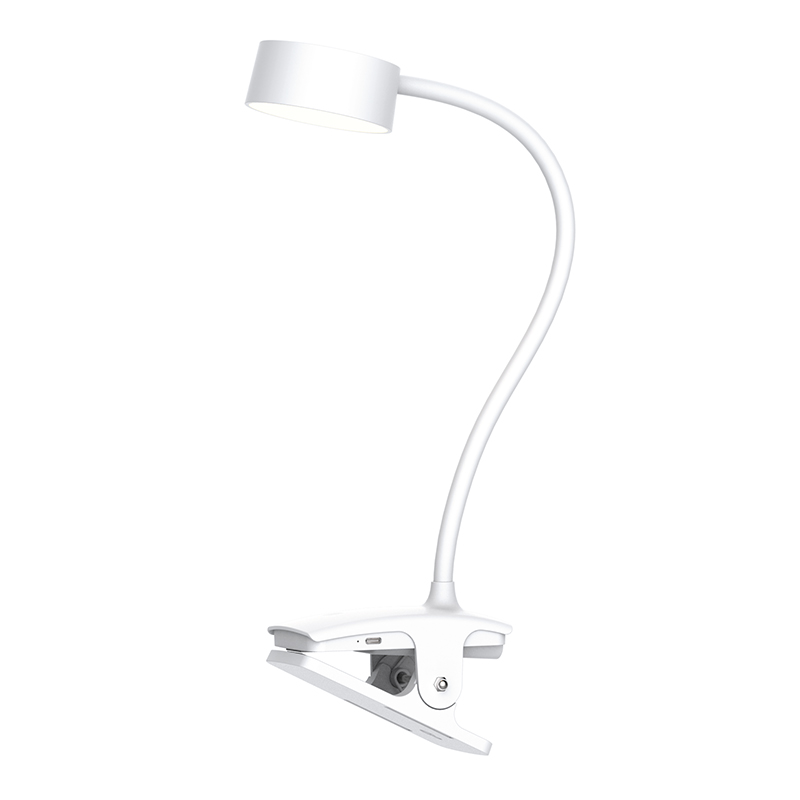 Solight LED stolní nabíjecí lampička, 2W, 210lm, 3CCT, bílá, clip