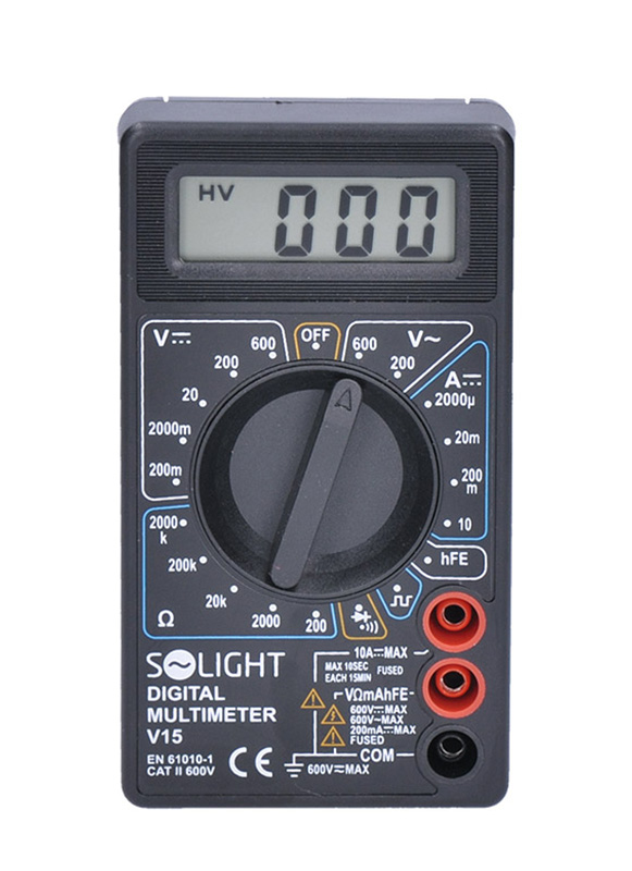 Solight V15 multimetr, max. AC 500V, max. DC 500V / 10A, test diody, bzučák