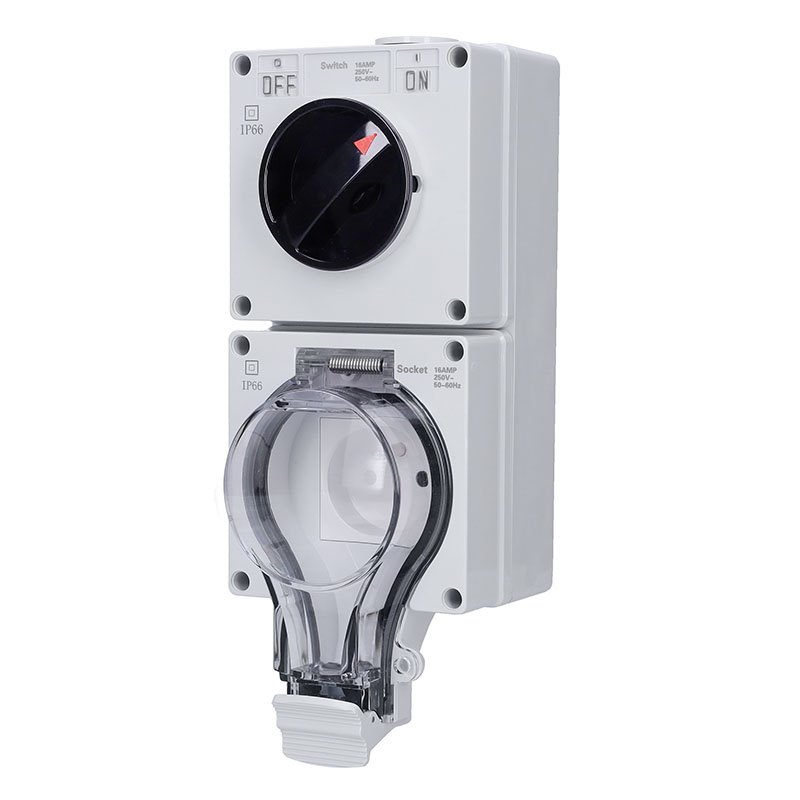 Solight zásuvka IP66 s vypínačem, vodotěsná a prachotěsná, 5B351