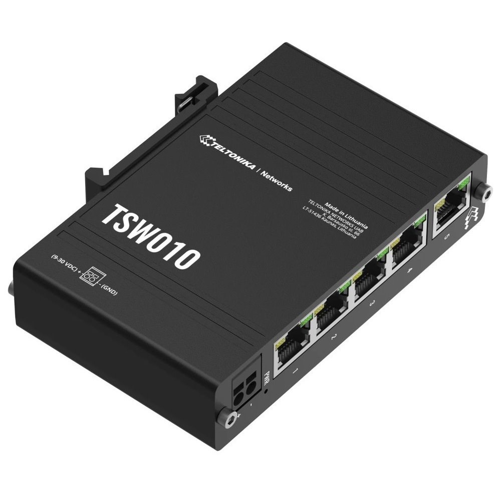 Teltonika TSW010 Switch na Din lištu, 5x 10/100, bez zdroje