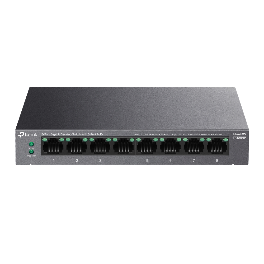 TP-Link LS108GP - 8-portový gigabitový PoE+ switch