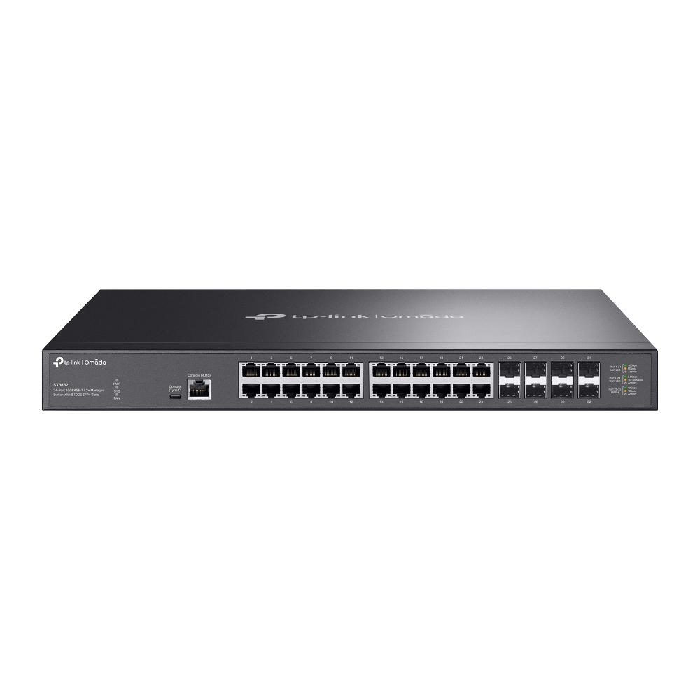 TP-Link SX3832 - Omada 24-Port 10G L2+ Managed Switch s 8 10GE SFP+ sloty