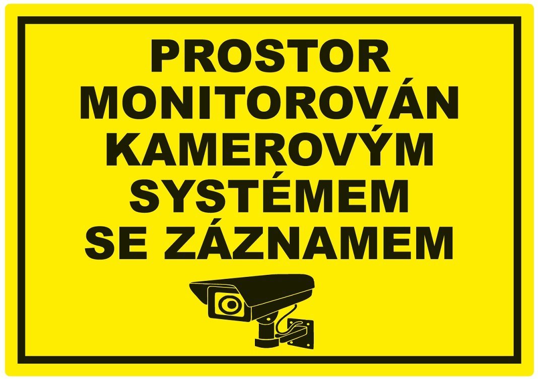 Výstražná cedule venkovní KAMERY - LEHCE POŠKOZENÉ, ZÁZNAM formátu A4